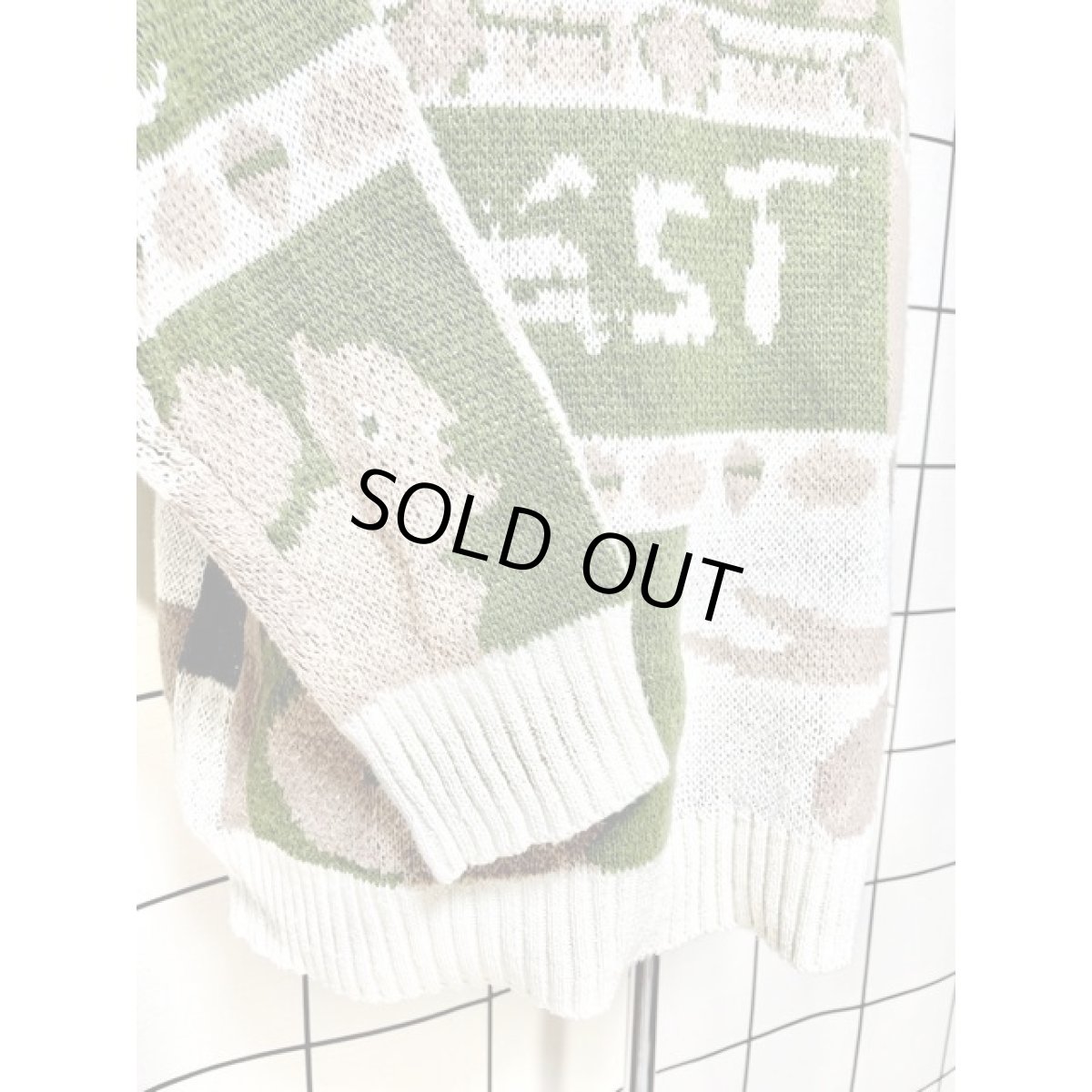 画像7: アニマル模様編み クマ リス フクロウ プルオーバー アメリカ古着 ニットセーター (7)