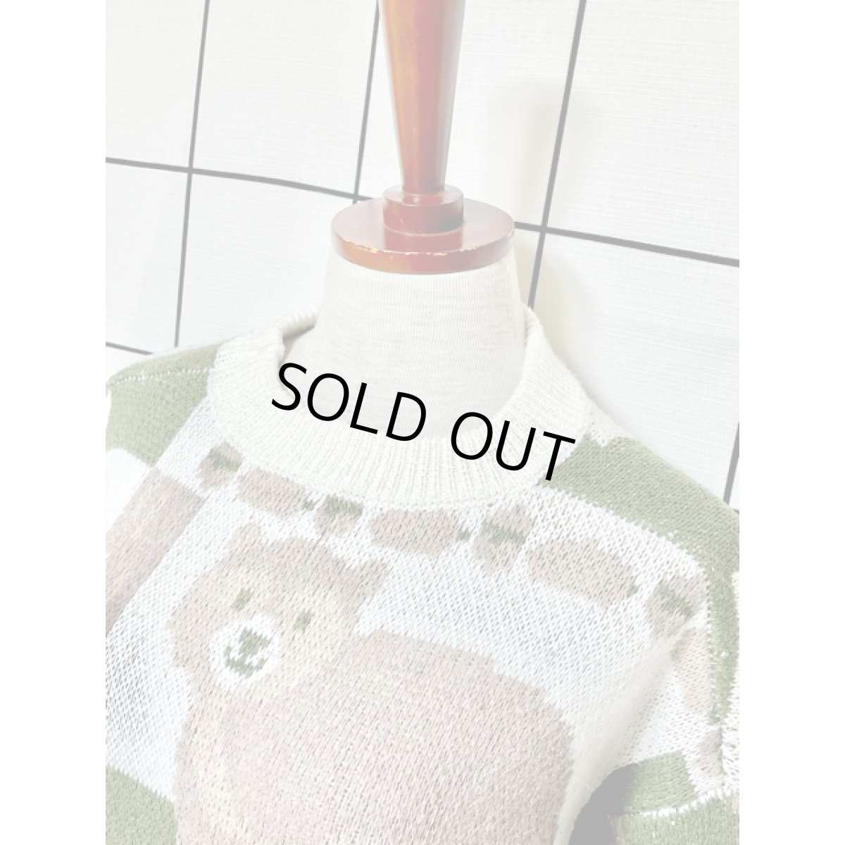 画像4: アニマル模様編み クマ リス フクロウ プルオーバー アメリカ古着 ニットセーター (4)