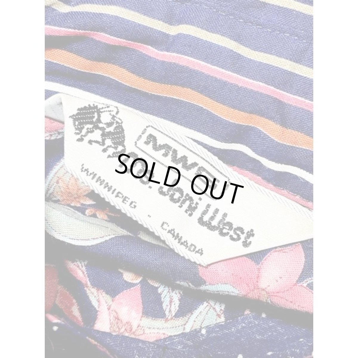 画像12: 花柄 ドット ストライプ ネイビー CANADA レトロ 古着 長袖 シャツ ヴィンテージブラウス (12)