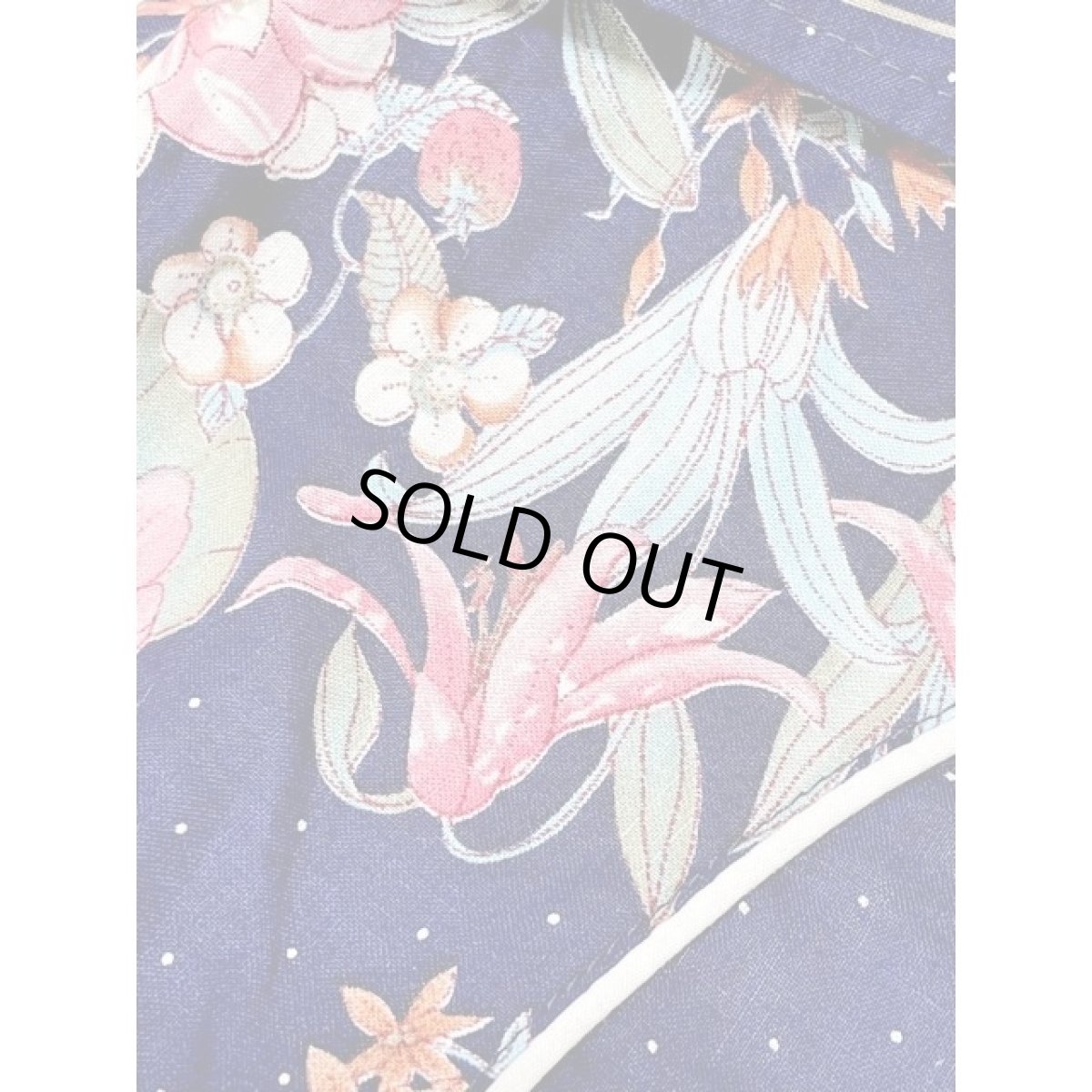 画像10: 花柄 ドット ストライプ ネイビー CANADA レトロ 古着 長袖 シャツ ヴィンテージブラウス (10)