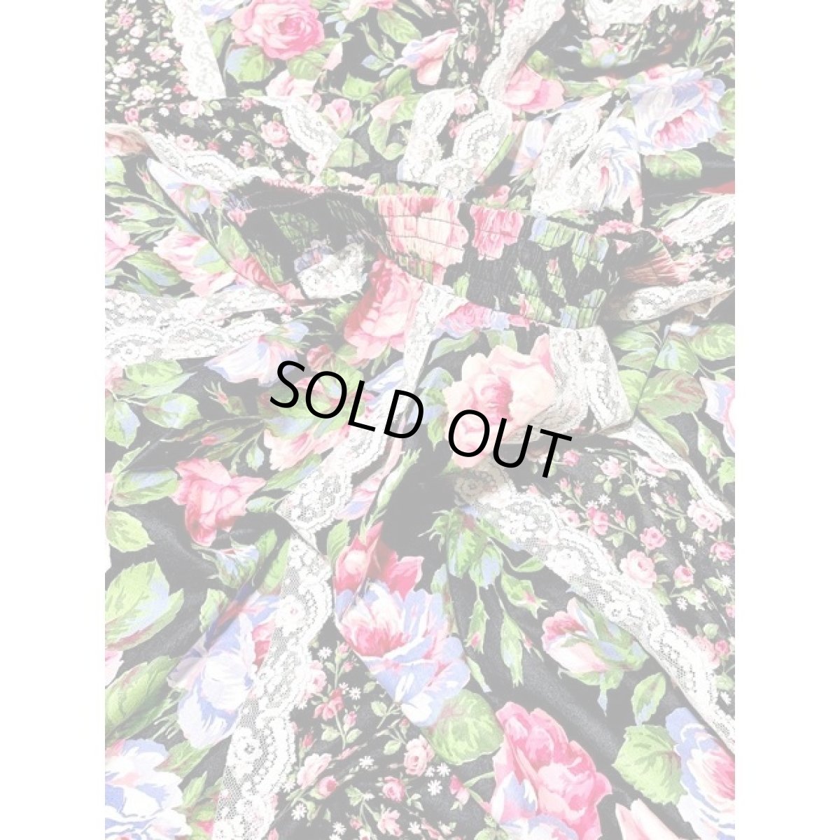 画像11: 花柄切り替えし レース装飾 ウエストゴム ガーリー アメリカ古着 ヴィンテージサーキュラースカート (11)