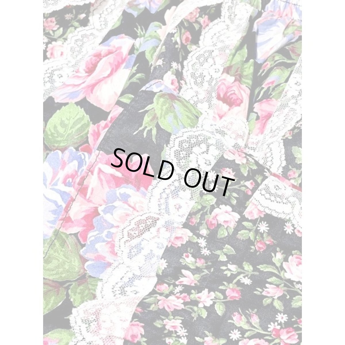 画像7: 花柄切り替えし レース装飾 ウエストゴム ガーリー アメリカ古着 ヴィンテージサーキュラースカート (7)