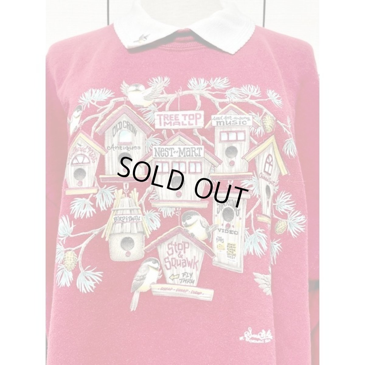 画像7: 鳥 巣箱 刺繍入り襟付き バックプリント Ｍorningsun レトロ アメリカ古着 ヴィンテージスウェット (7)