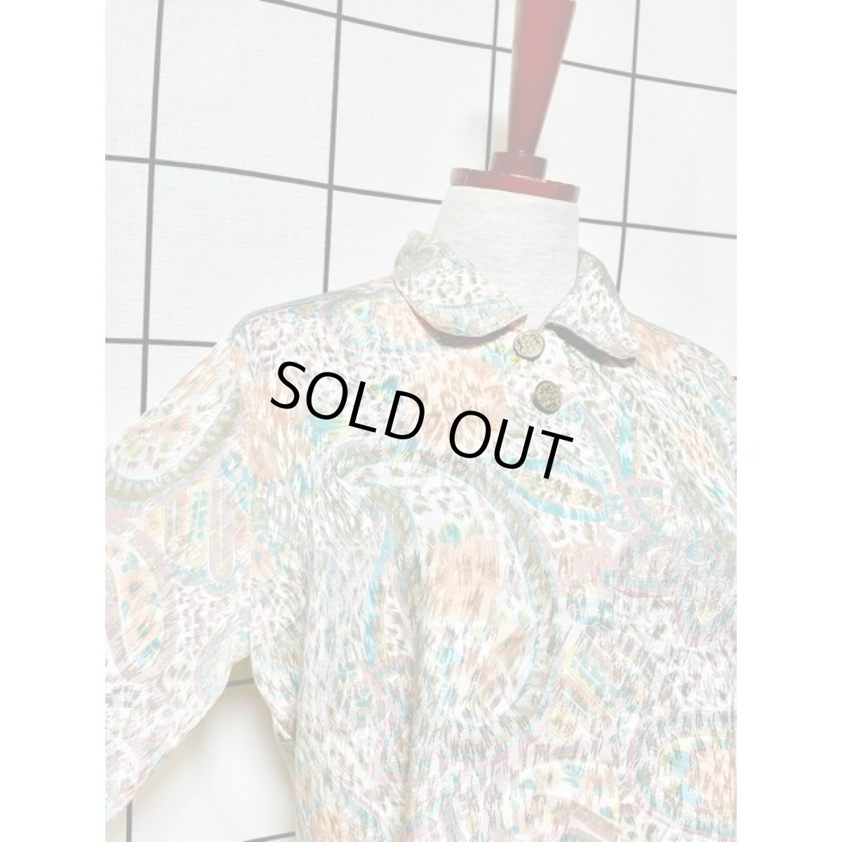 画像6: ペイズリーモチーフ 花柄  レトロ アメリカ古着 長袖 シャツ ヴィンテージブラウス (6)