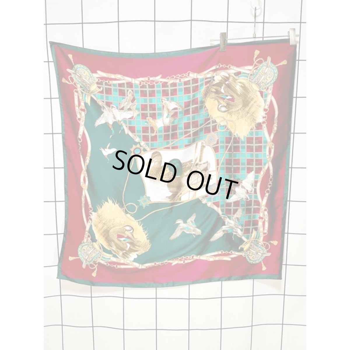 画像2: 鳥 レトロアンティーク ヴィンテージスカーフ ヨーロッパ (2)