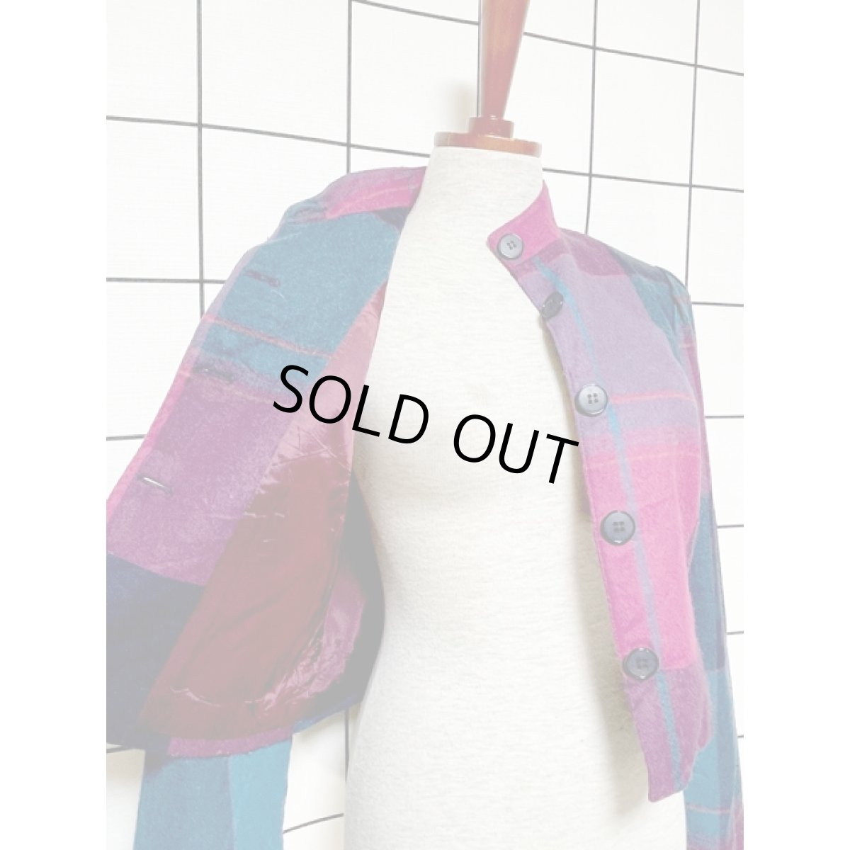 画像8: チェック柄 ショート丈 スタンドカラー UNIONMADE レトロ アメリカ古着 ヴィンテージジャケット (8)