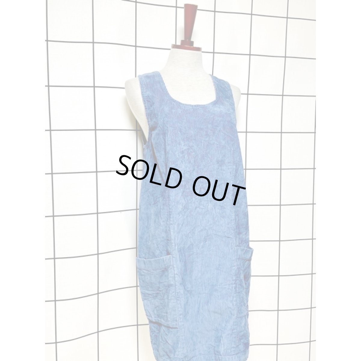 画像4: コーデュロイ ノースリーブ レトロ アメリカ古着 ヴィンテージジャンパースカート (4)