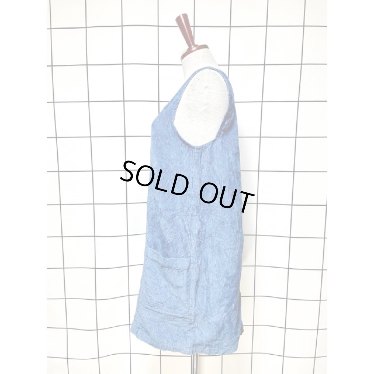 画像2: コーデュロイ ノースリーブ レトロ アメリカ古着 ヴィンテージジャンパースカート (2)