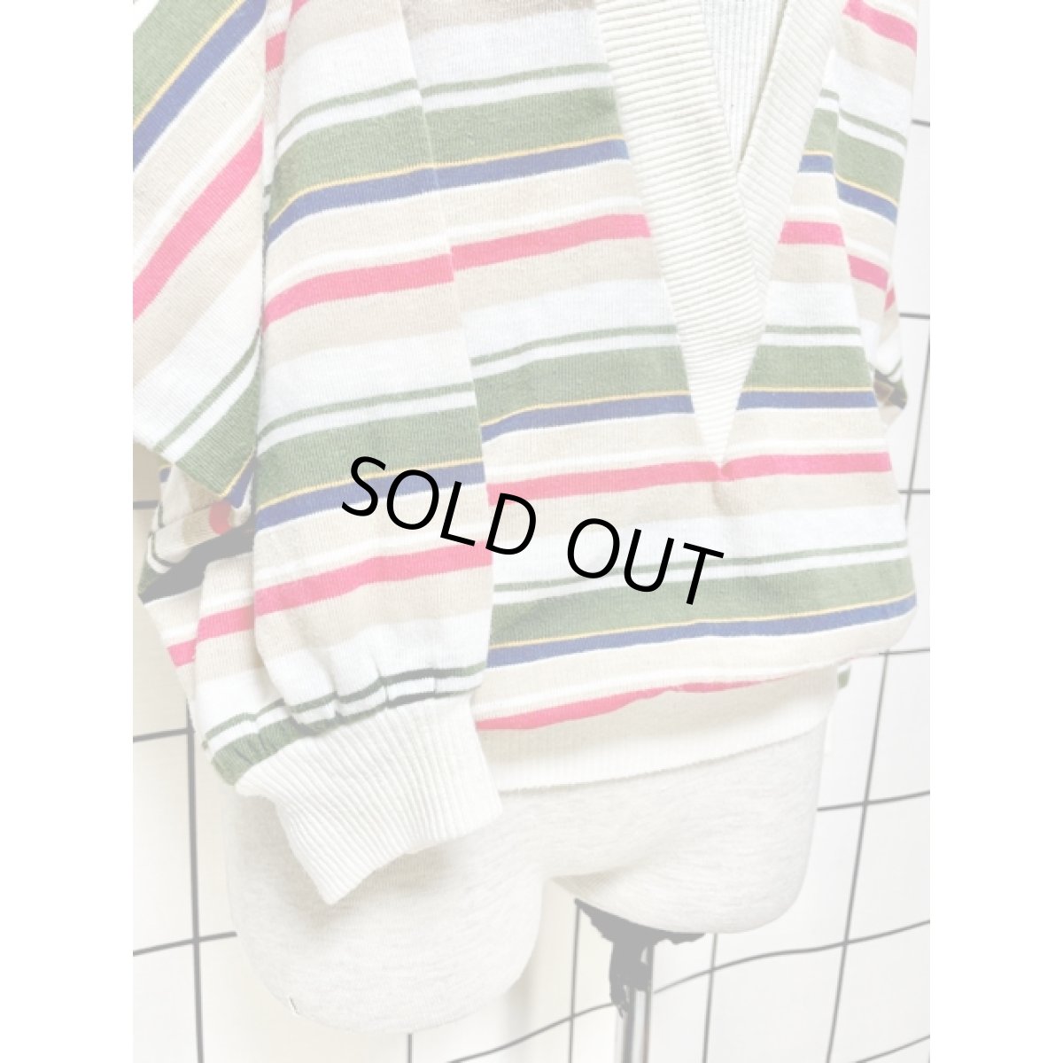 画像8: ボーダー プルオーバー レトロ アメリカ古着 シャツ ヴィンテージトップス (8)