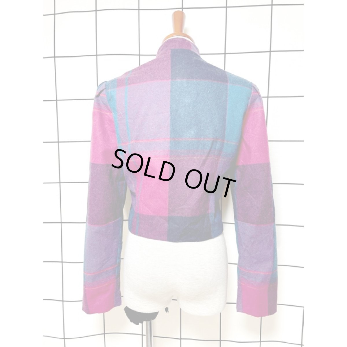 画像2: チェック柄 ショート丈 スタンドカラー UNIONMADE レトロ アメリカ古着 ヴィンテージジャケット (2)