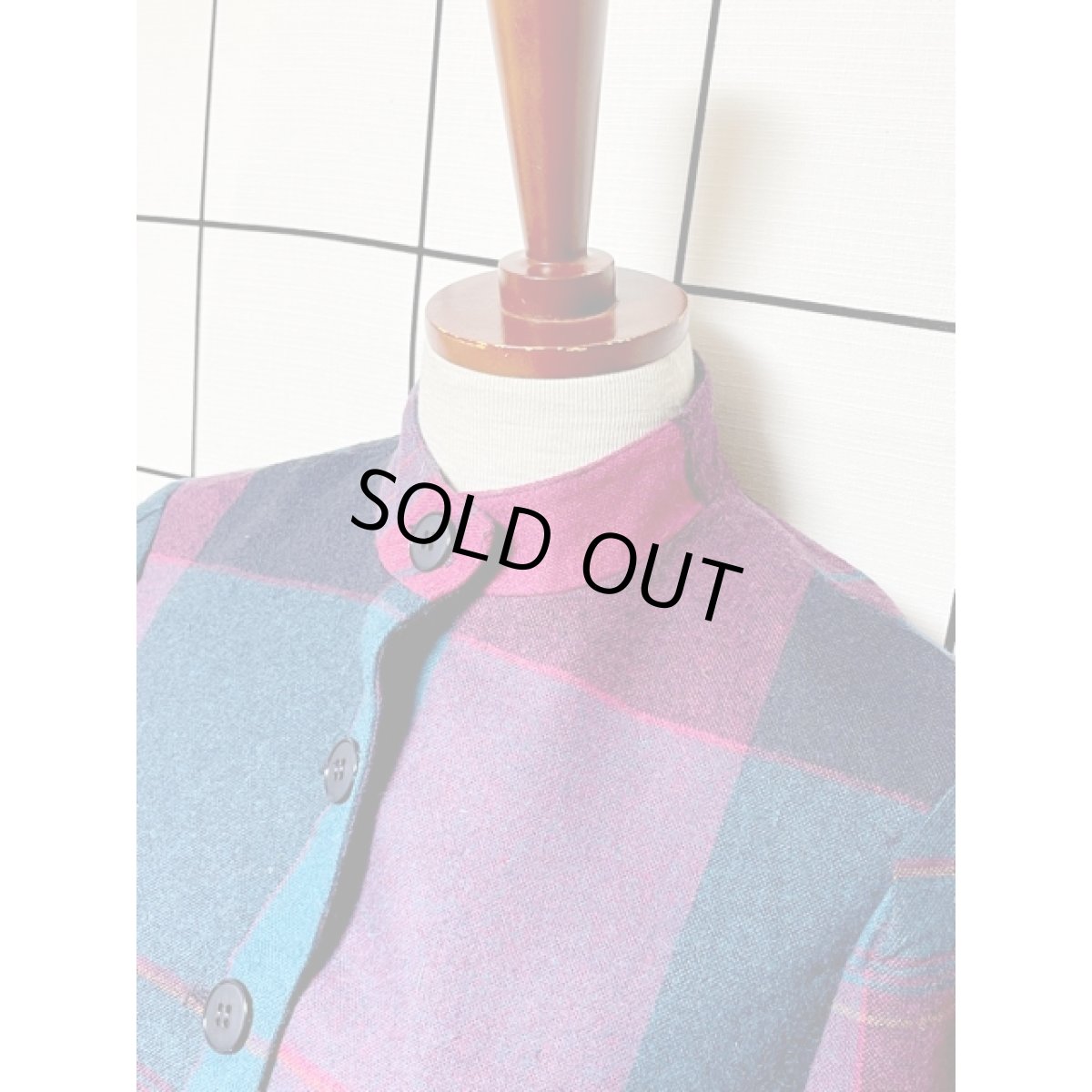 画像4: チェック柄 ショート丈 スタンドカラー UNIONMADE レトロ アメリカ古着 ヴィンテージジャケット (4)