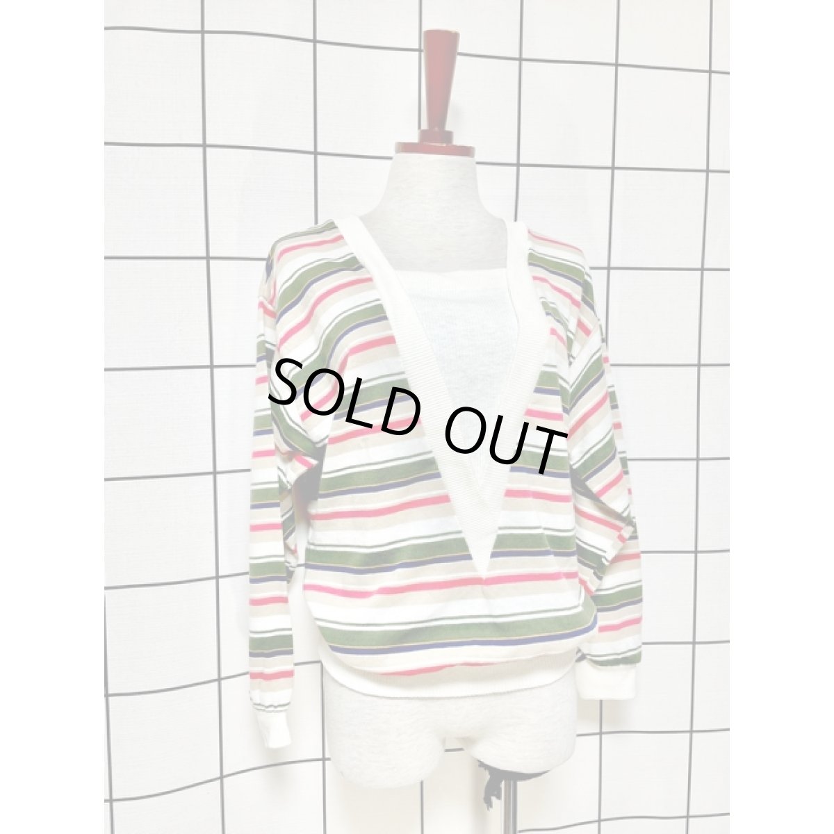 画像3: ボーダー プルオーバー レトロ アメリカ古着 シャツ ヴィンテージトップス (3)