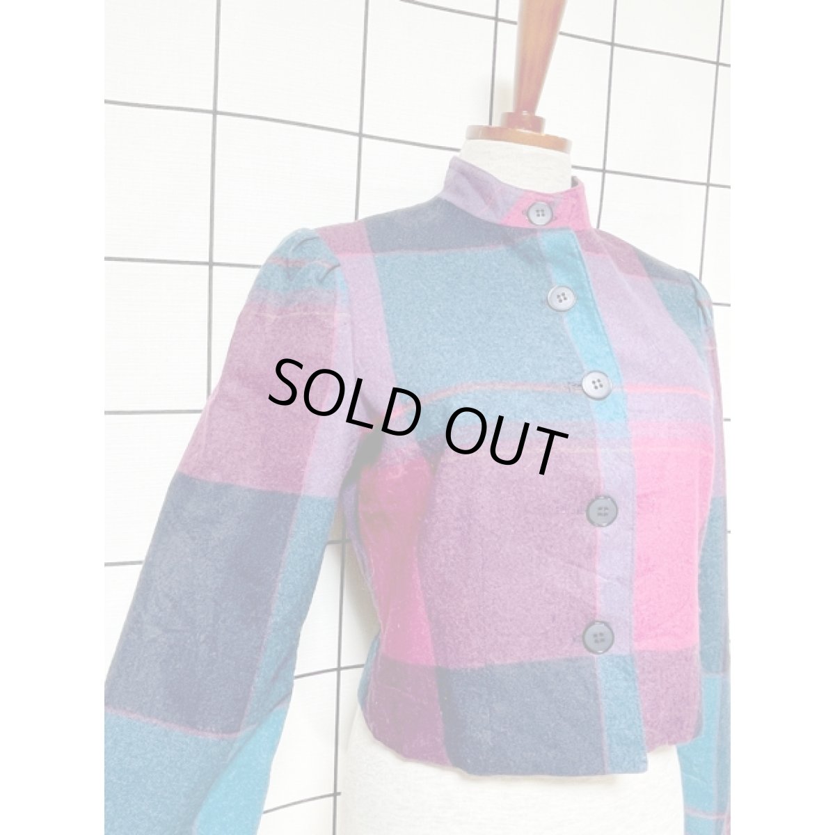 画像6: チェック柄 ショート丈 スタンドカラー UNIONMADE レトロ アメリカ古着 ヴィンテージジャケット (6)