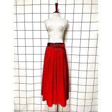画像5: ベルトセット チェック柄 ウール レッド 赤 ディアンドル チロルスカート ドイツ民族衣装 (5)