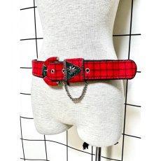 画像9: ベルトセット チェック柄 ウール レッド 赤 ディアンドル チロルスカート ドイツ民族衣装 (9)