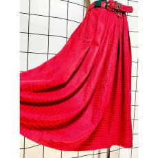 画像4: ベルトセット チェック柄 ウール レッド 赤 ディアンドル チロルスカート ドイツ民族衣装 (4)