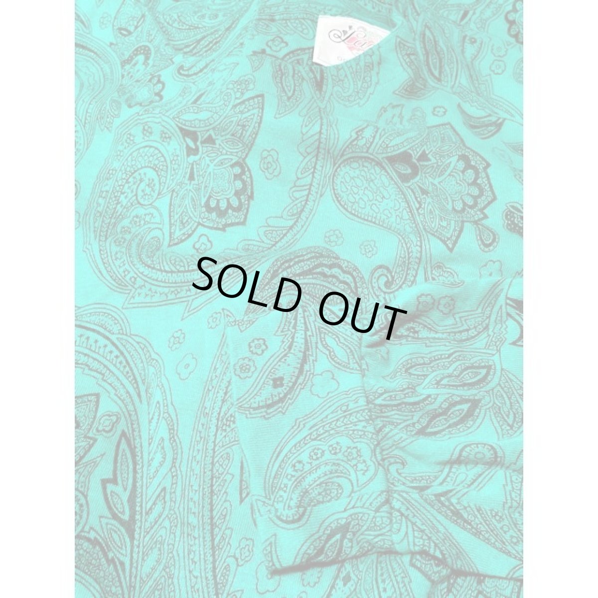 画像11: ペイズリー グリーン アクリル ウエストゴム レトロ アメリカ古着 ヴィンテージワンピース (11)