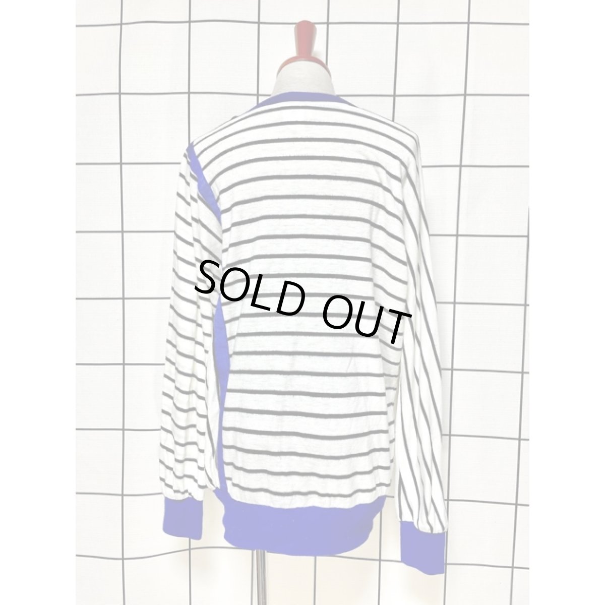 画像2: ボーダー ホワイト ブラック ブルー プルオーバー アメリカ古着 ニットトップス (2)