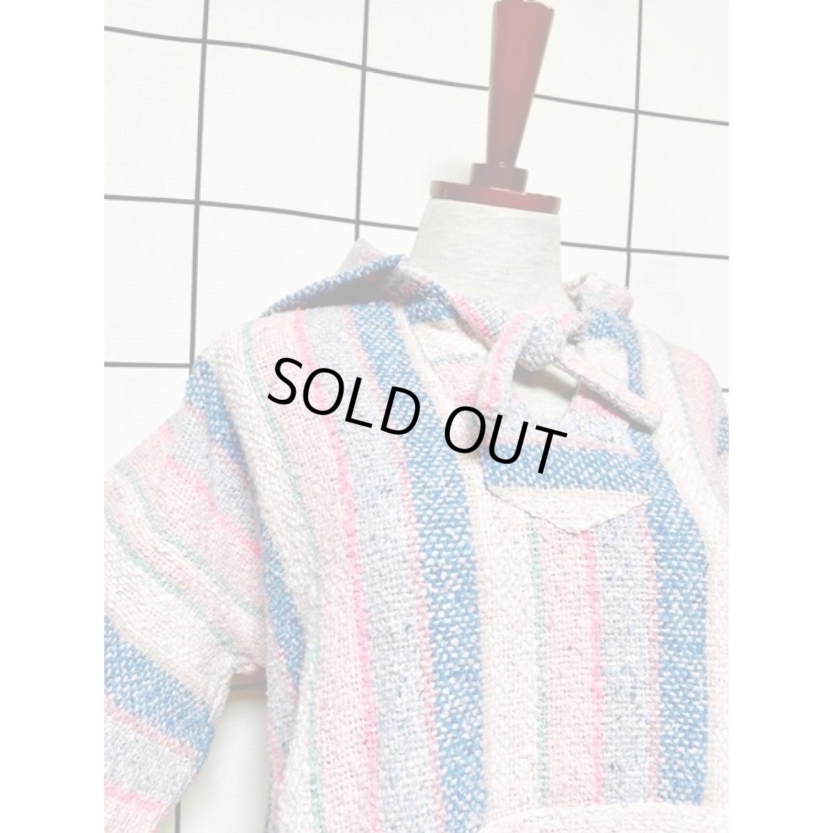 画像5: メキシカンパーカー フード付 ストライプ レトロ 古着 Mexico ヴィンテージ (5)