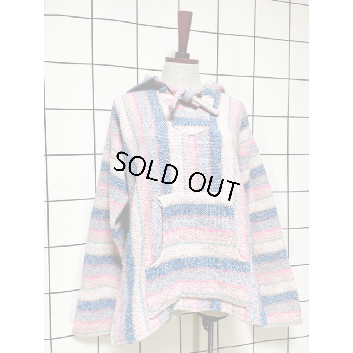 画像3: メキシカンパーカー フード付 ストライプ レトロ 古着 Mexico ヴィンテージ (3)