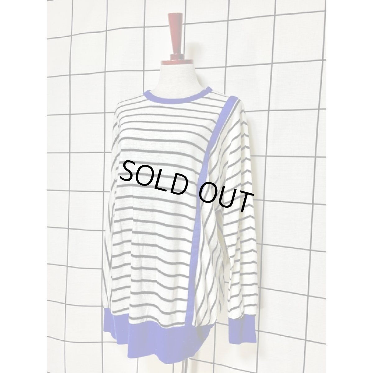 画像3: ボーダー ホワイト ブラック ブルー プルオーバー アメリカ古着 ニットトップス (3)