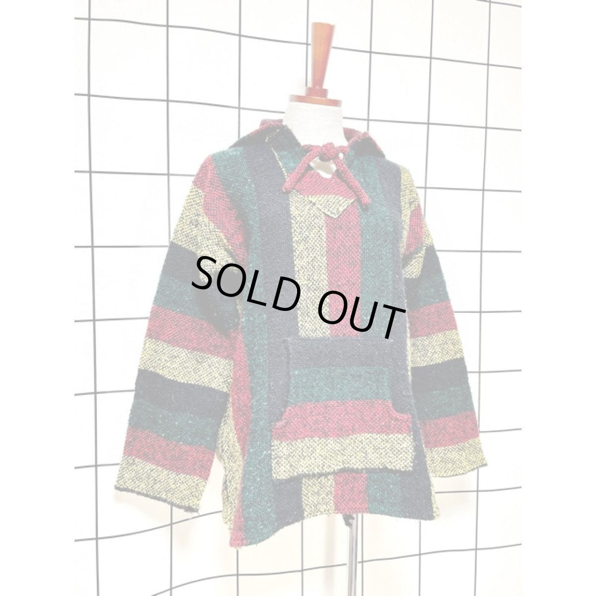 画像3: メキシカンパーカー フード付 ストライプ レトロ 古着 Mexico ヴィンテージ (3)