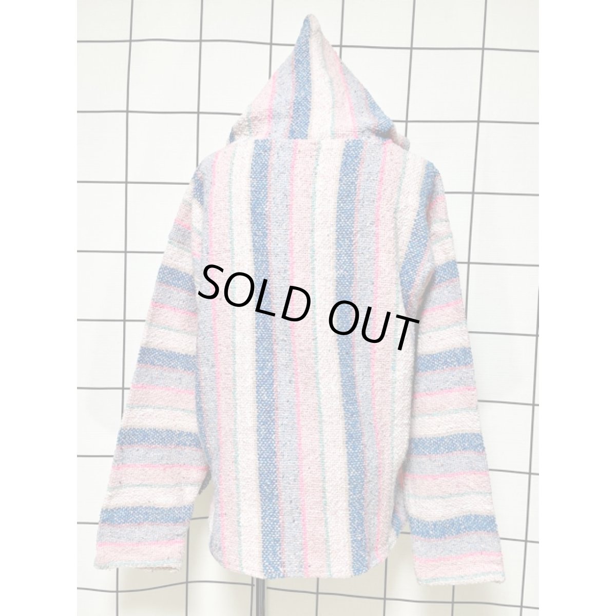 画像2: メキシカンパーカー フード付 ストライプ レトロ 古着 Mexico ヴィンテージ (2)