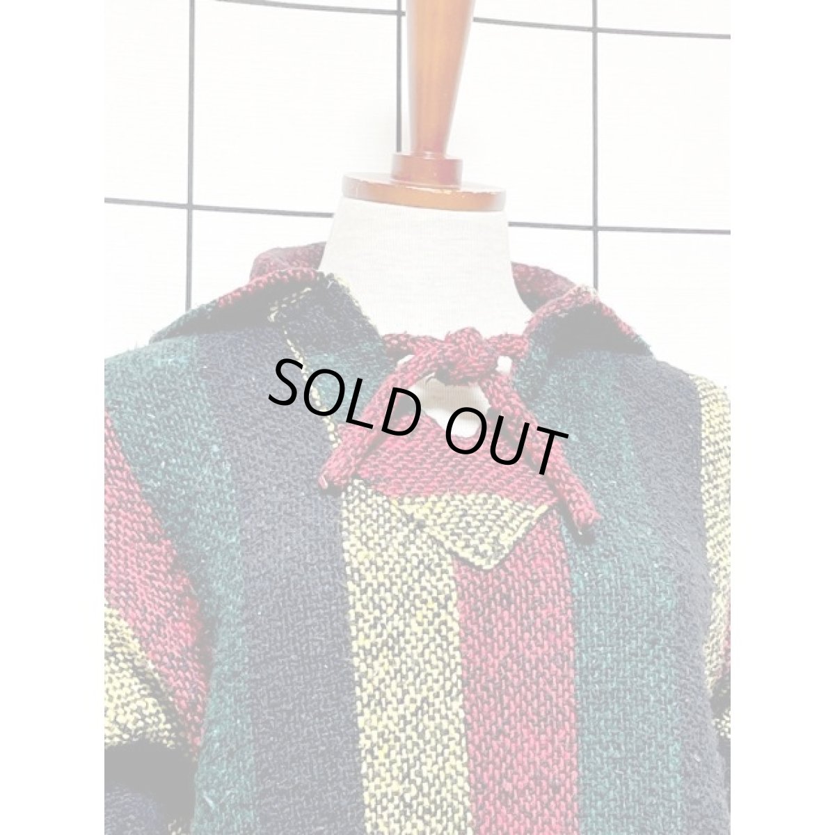 画像5: メキシカンパーカー フード付 ストライプ レトロ 古着 Mexico ヴィンテージ (5)