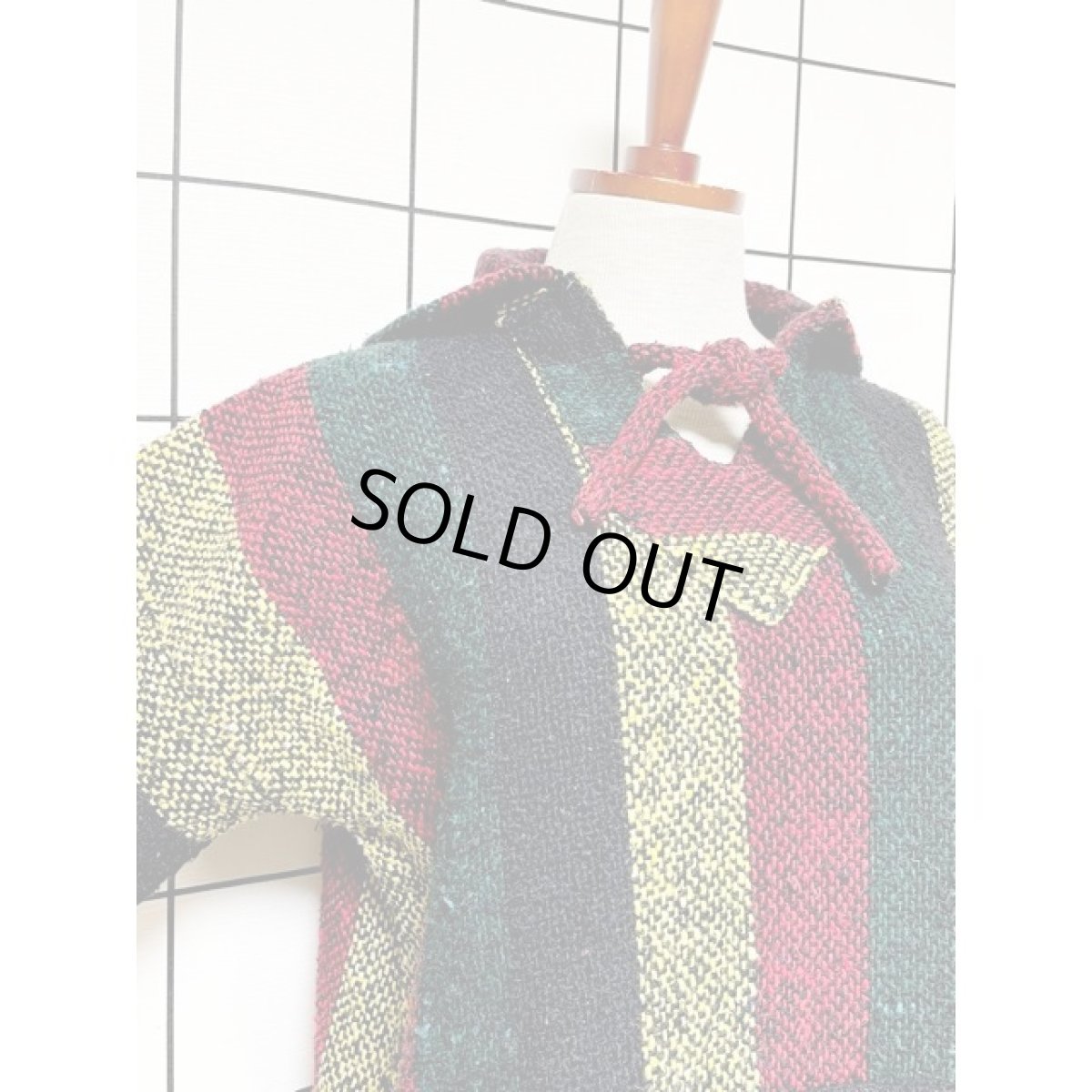 画像6: メキシカンパーカー フード付 ストライプ レトロ 古着 Mexico ヴィンテージ (6)