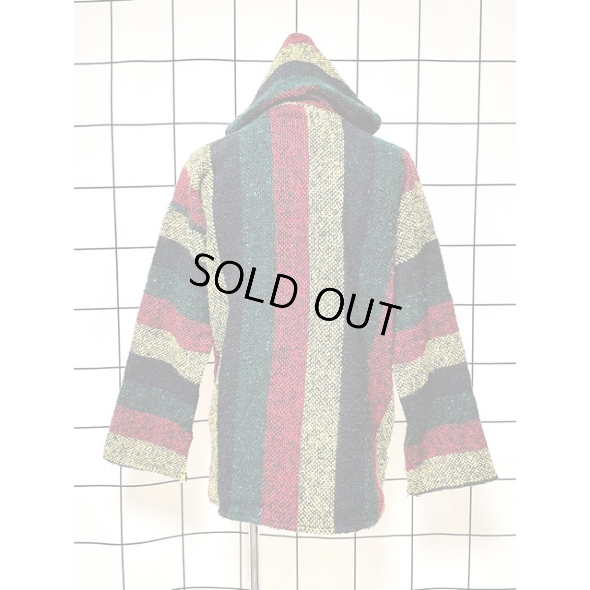 画像2: メキシカンパーカー フード付 ストライプ レトロ 古着 Mexico ヴィンテージ (2)