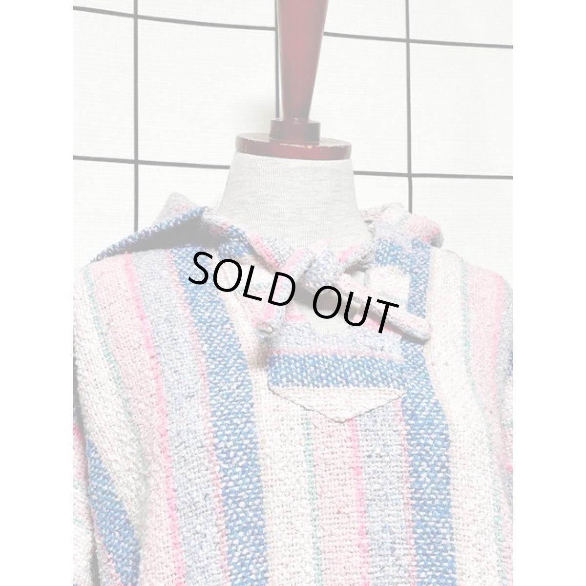 画像4: メキシカンパーカー フード付 ストライプ レトロ 古着 Mexico ヴィンテージ (4)