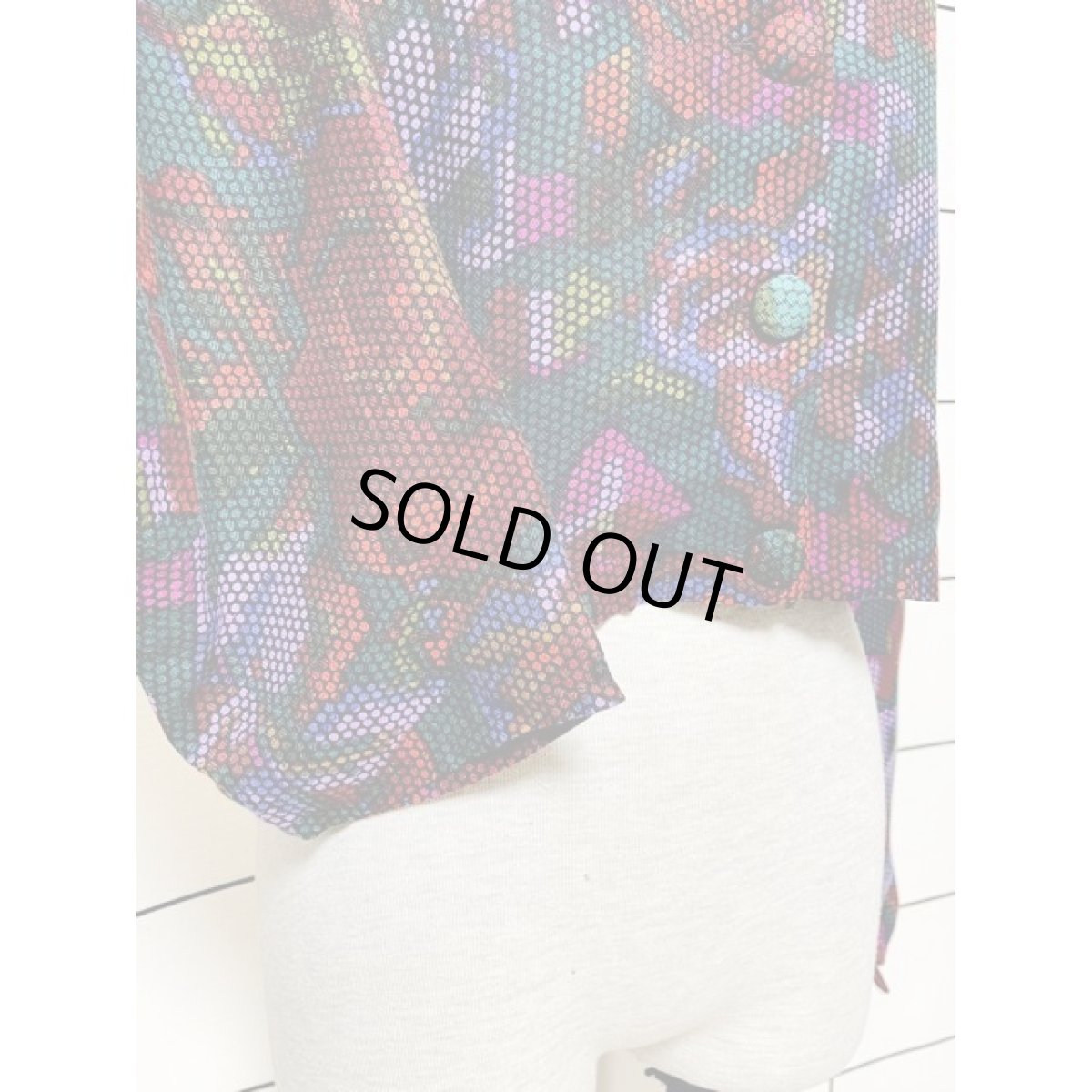 画像7: ショート丈 ノーカラー アート柄 レトロ 古着 ヴィンテージジャケット (7)