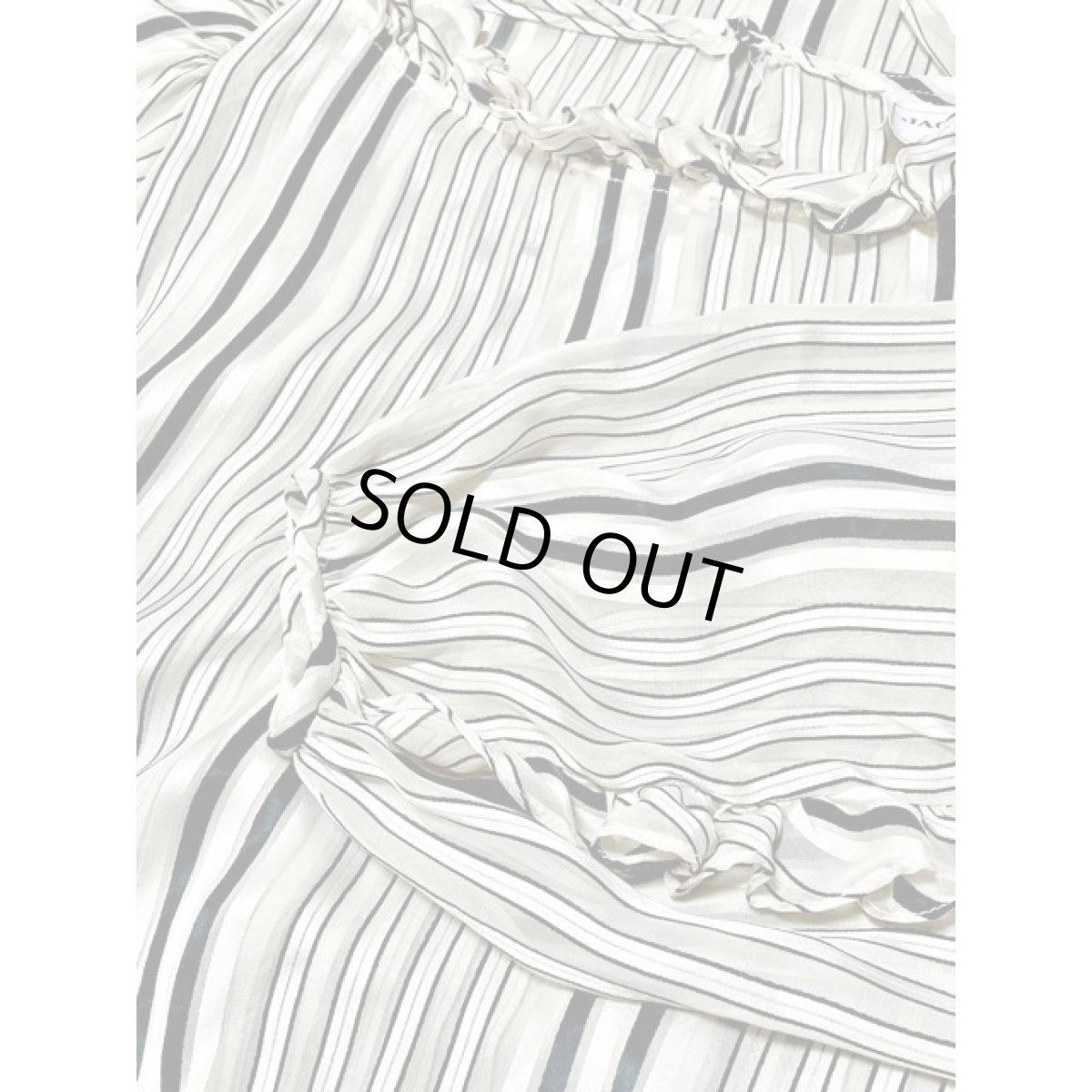 画像13: フリルたっぷり ストライプ UNIONMADE モノトーンカラー アメリカ古着 ヴィンテージドレス (13)