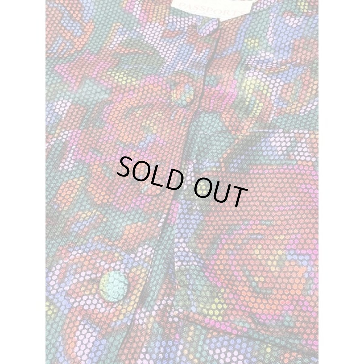 画像9: ショート丈 ノーカラー アート柄 レトロ 古着 ヴィンテージジャケット (9)