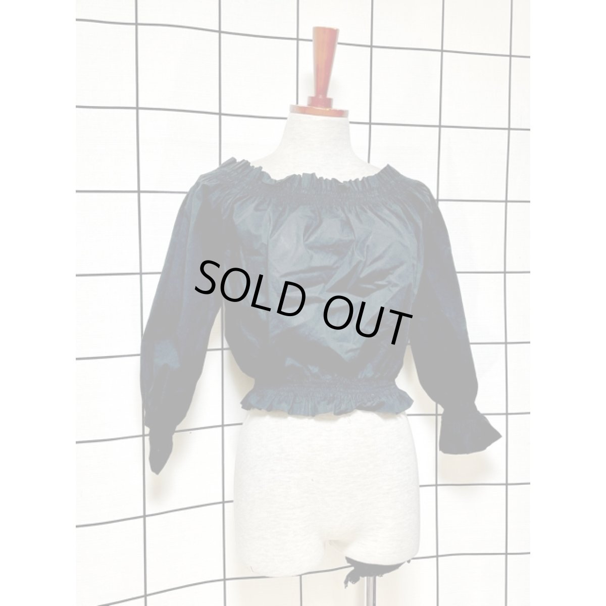 画像3: ショート丈 Italy製 イタリア ブラック シャツ トップス ヴィンテージブラウス (3)