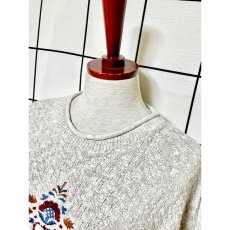 画像4: フロント刺繍 フォークロア模様編み プルオーバーアメリカ古着 ニットセーター (4)