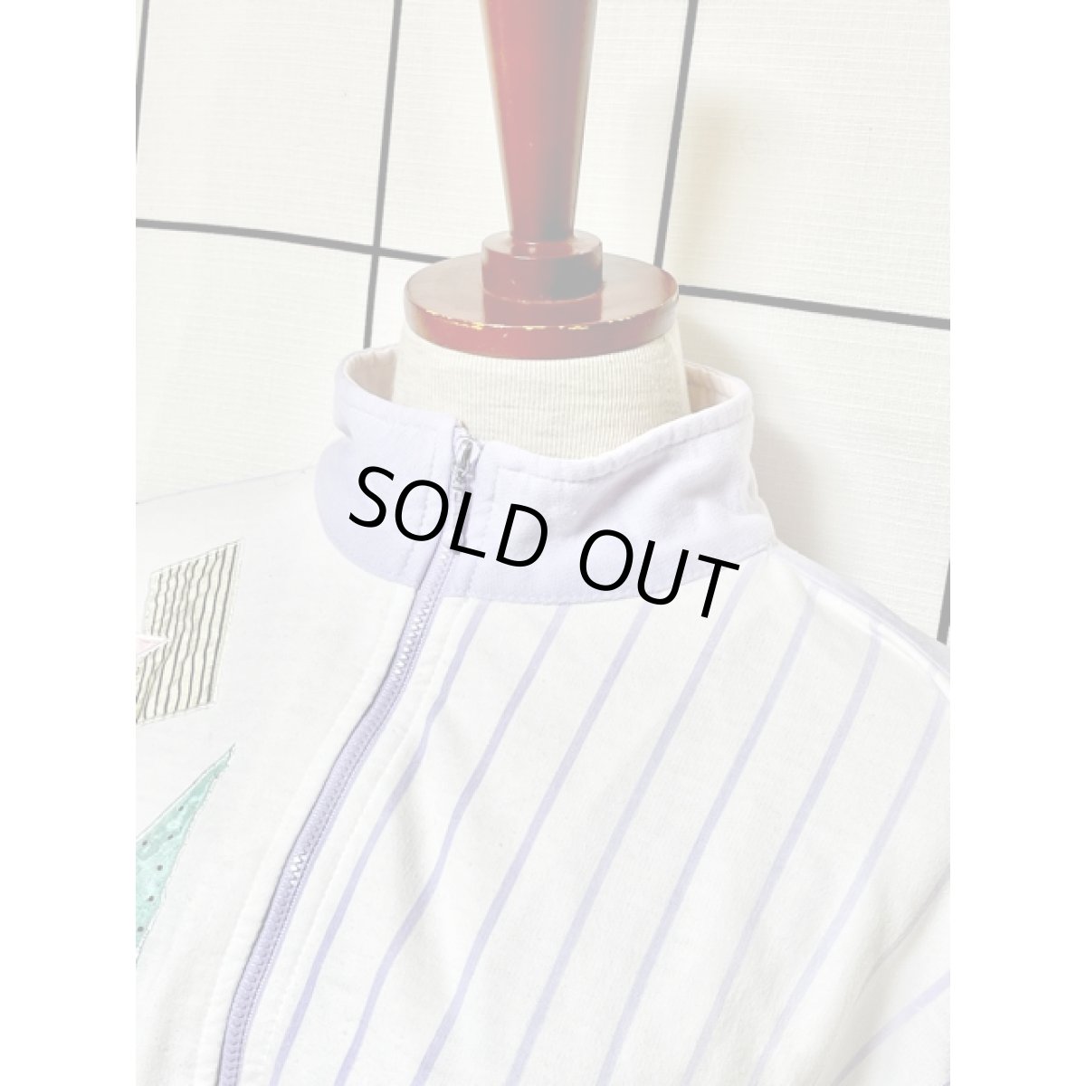 画像4: パステルカラー ストライプ ハーフジップ プルオーバー アメリカ古着 ヴィンテージスウェット (4)