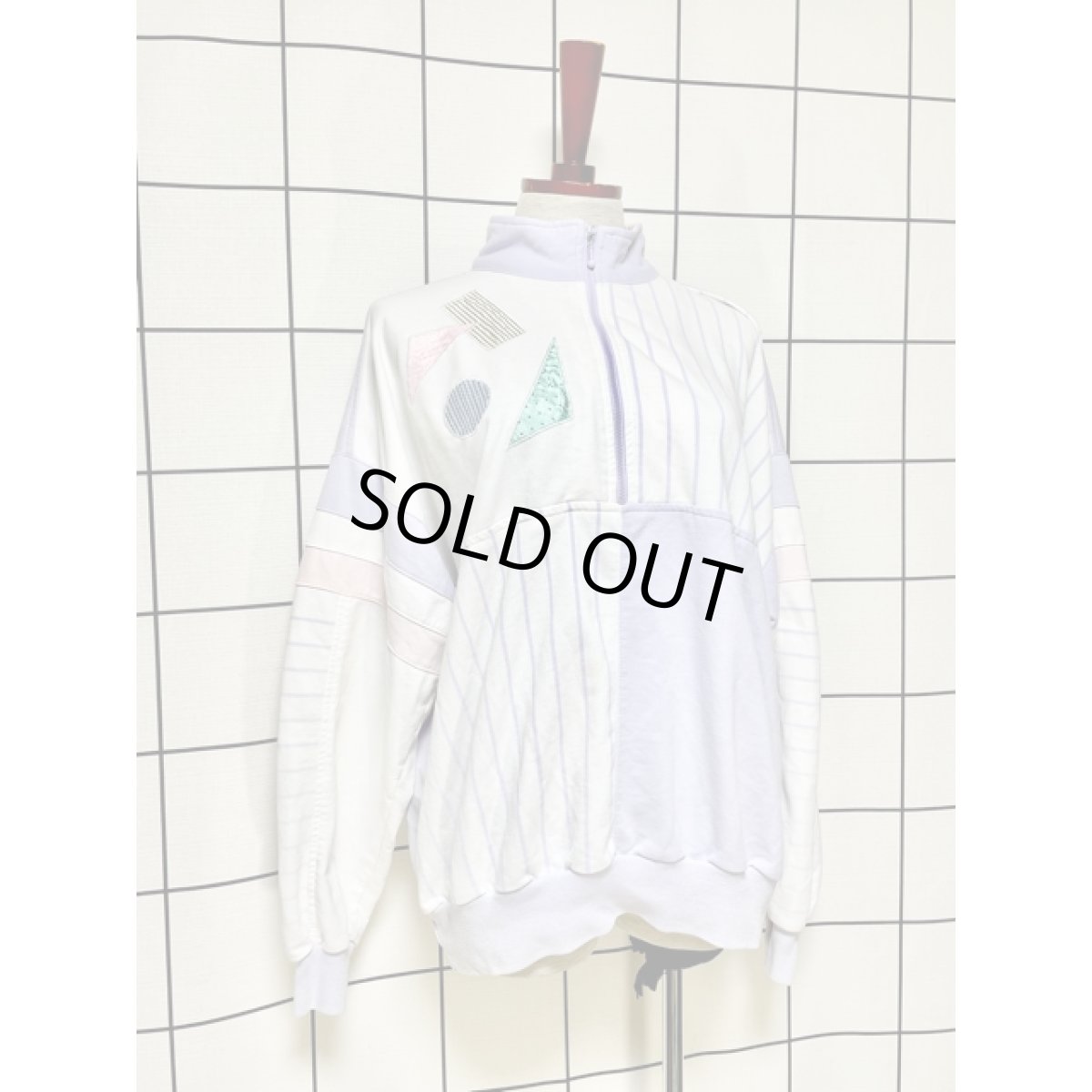 画像3: パステルカラー ストライプ ハーフジップ プルオーバー アメリカ古着 ヴィンテージスウェット (3)