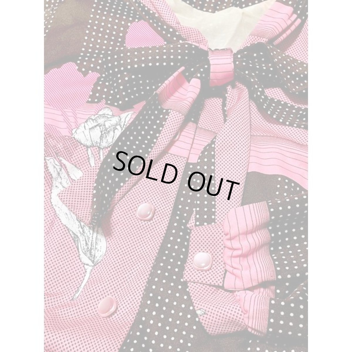 画像10: ドット 花柄 リボンタイ付 70年代 レトロ レディース 長袖 昭和レトロ 国産古着 レトロワンピース (10)