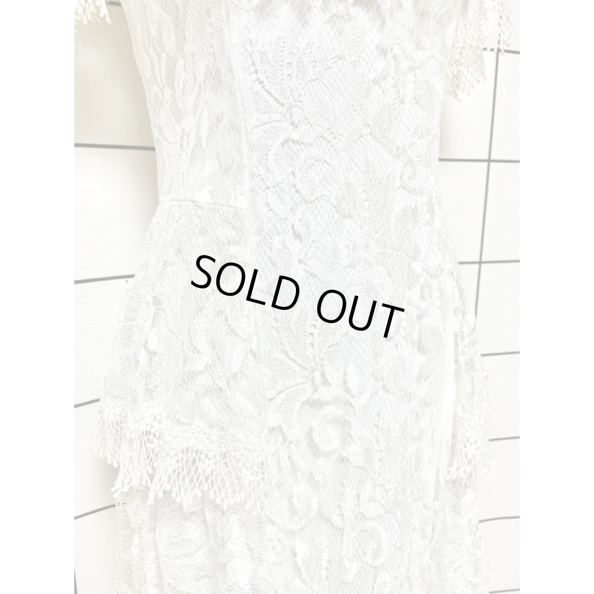 画像10: 贅沢な総レース パーティースタイルにおすすめ ホワイト クラシカル レトロ アメリカ古着 ヴィンテージドレス (10)