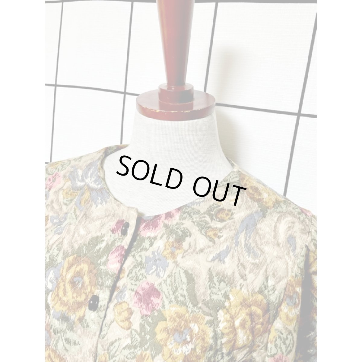 画像4: 花柄 キルティング ノーカラー レトロ アメリカ古着 ヴィンテージジャケット (4)