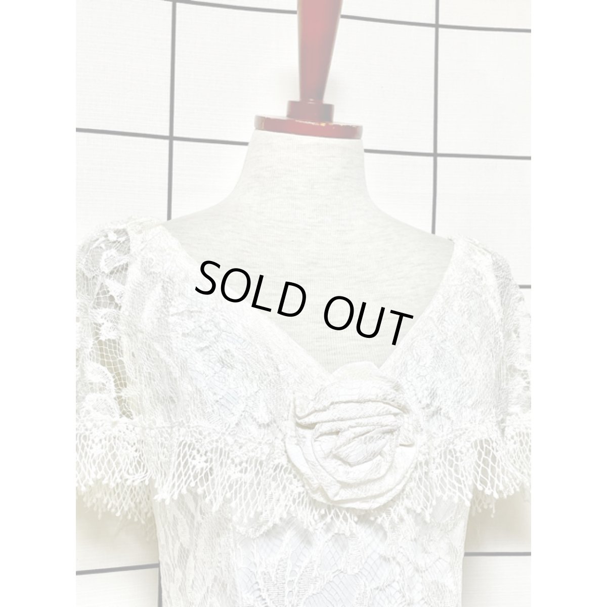 画像6: 贅沢な総レース パーティースタイルにおすすめ ホワイト クラシカル レトロ アメリカ古着 ヴィンテージドレス (6)