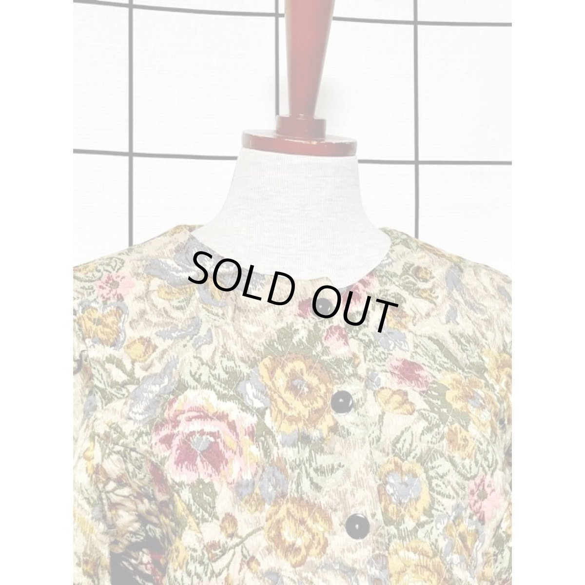 画像5: 花柄 キルティング ノーカラー レトロ アメリカ古着 ヴィンテージジャケット (5)