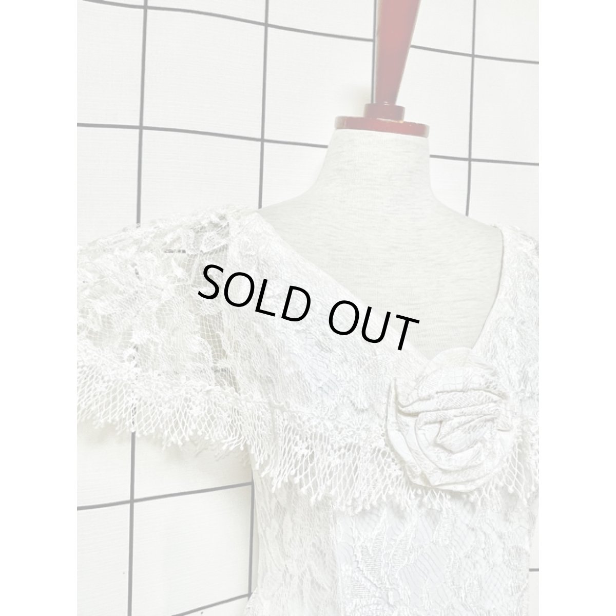 画像7: 贅沢な総レース パーティースタイルにおすすめ ホワイト クラシカル レトロ アメリカ古着 ヴィンテージドレス (7)