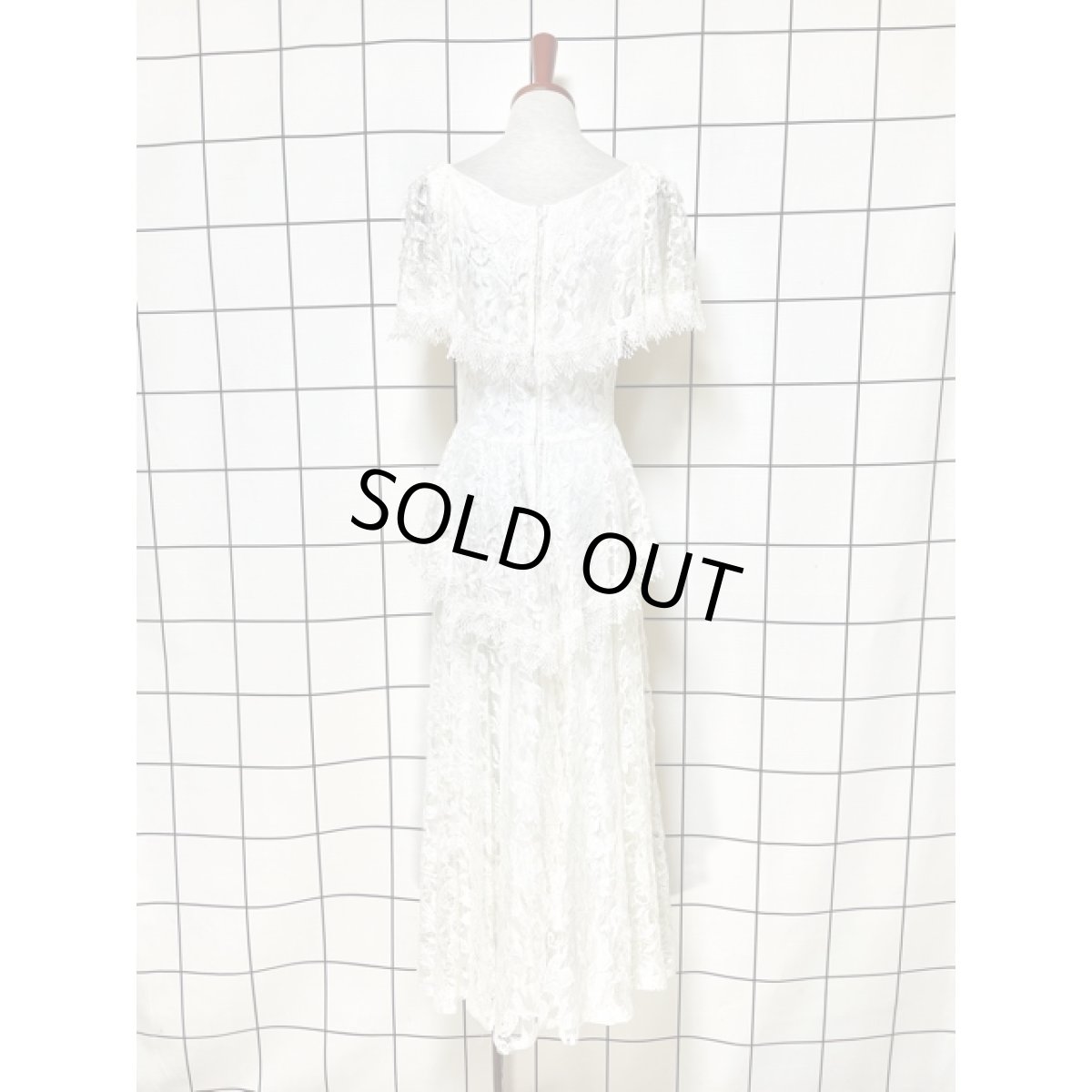 画像2: 贅沢な総レース パーティースタイルにおすすめ ホワイト クラシカル レトロ アメリカ古着 ヴィンテージドレス (2)