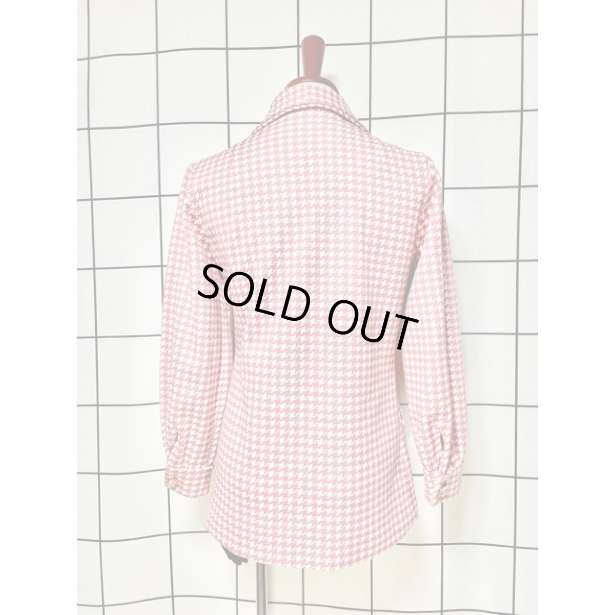 画像2: 千鳥格子 ピンク ホワイト レトロ アメリカ古着 ヴィンテージジャケット (2)