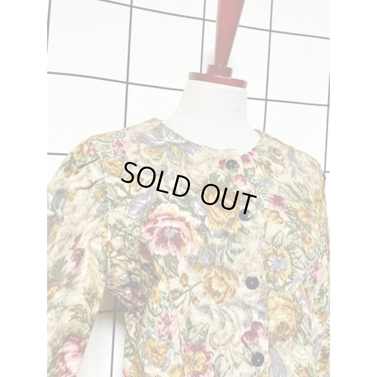 画像6: 花柄 キルティング ノーカラー レトロ アメリカ古着 ヴィンテージジャケット (6)