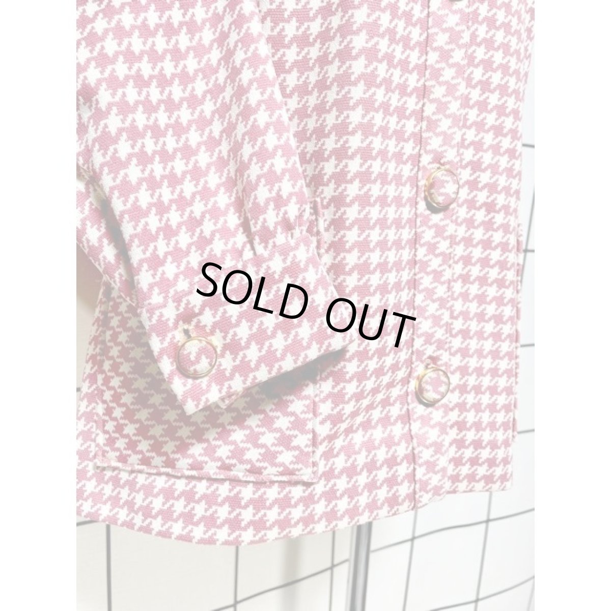 画像7: 千鳥格子 ピンク ホワイト レトロ アメリカ古着 ヴィンテージジャケット (7)