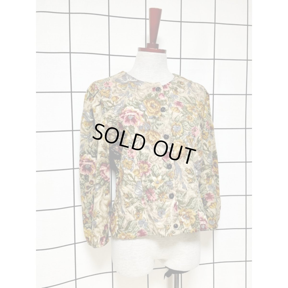 画像3: 花柄 キルティング ノーカラー レトロ アメリカ古着 ヴィンテージジャケット (3)