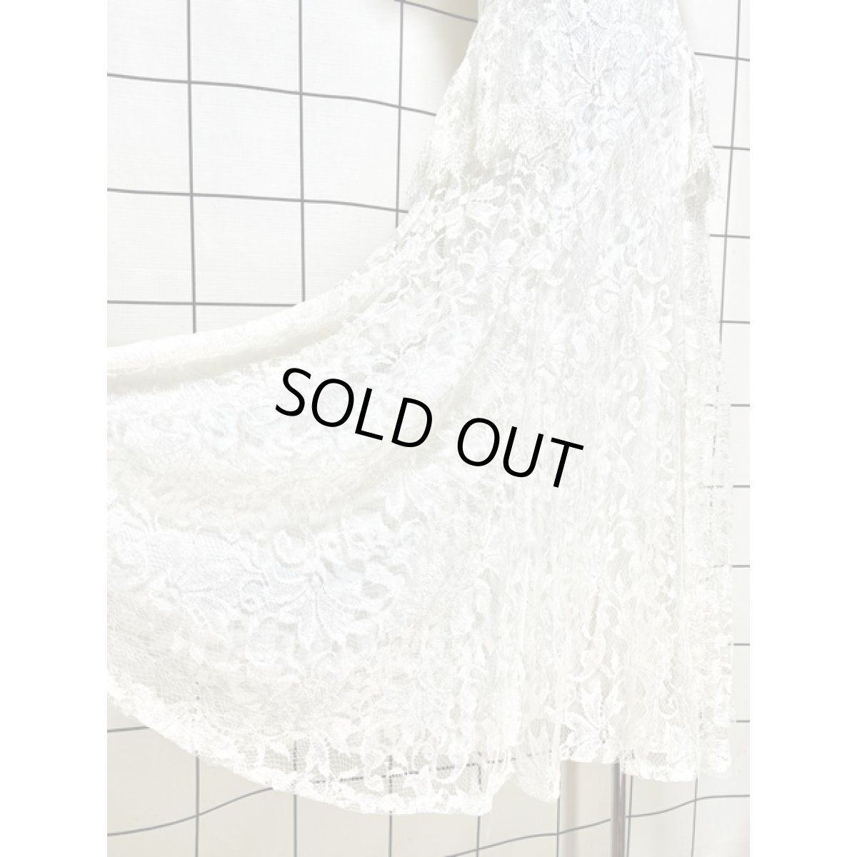 画像12: 贅沢な総レース パーティースタイルにおすすめ ホワイト クラシカル レトロ アメリカ古着 ヴィンテージドレス (12)